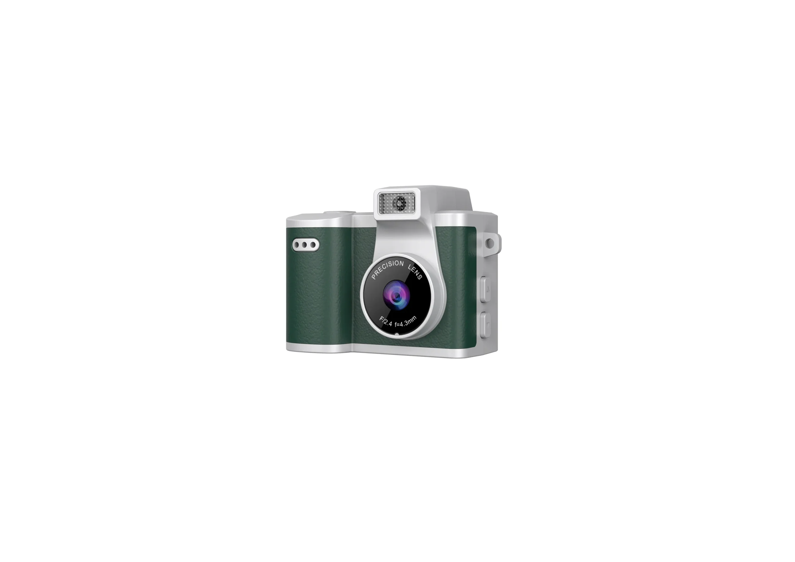 green mini camera in a card style body shown at an angle